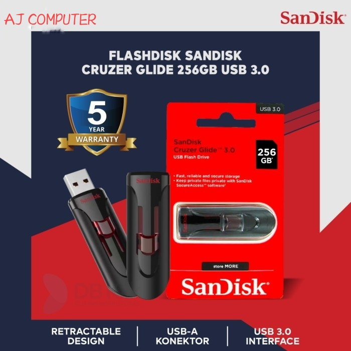 [SDW] pekanbaru/FLASHDISK SANDISK CRUZER GLIDE CZ600 256GB USB3.0 - SANDISK CZ600 256G