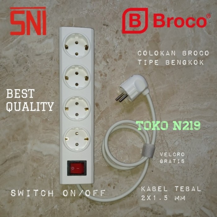 KABEL PERPANJANGAN TEBAL 2X1.5 Colokan BROCO 4 LB Saklar 1
