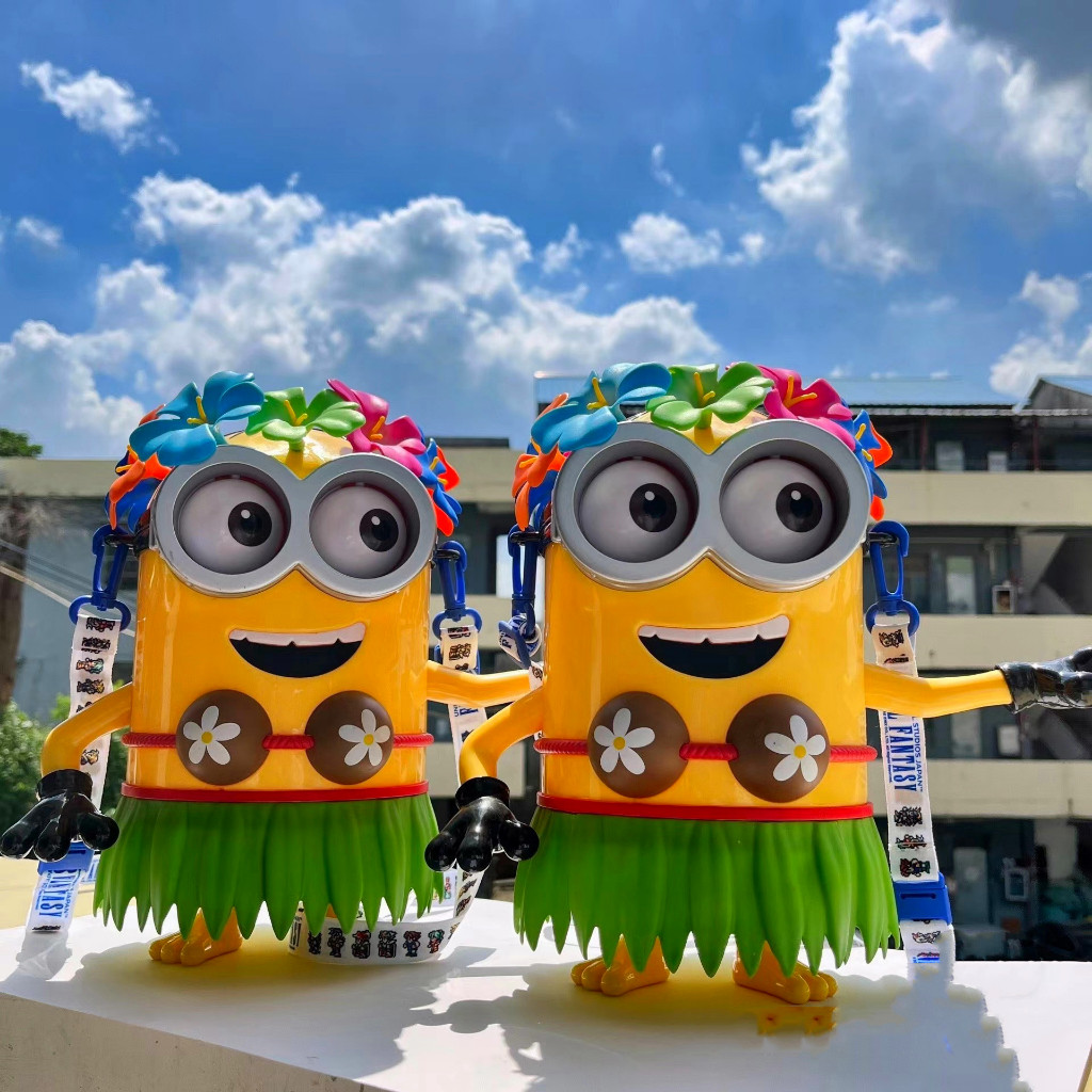 Ember popcorn Minion Universal Studios, ember popcorn Minion rok jerami, kotak makanan ringan Minion