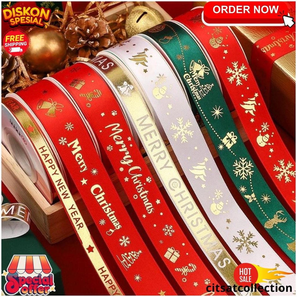 

[1 Roll] Pita Roll & Ribbon Aksesoris Hiasan Pohon Natal Pita Kawat Hias Ribbons Per 1 Roll Ornamen Bintang Meteran Gratis Ongkir