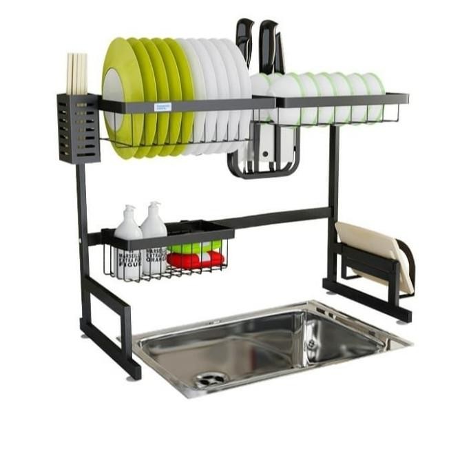 Rak Piring Wastafel Tempat Peniris Cuci Piring Stainless Steel Kitchen
