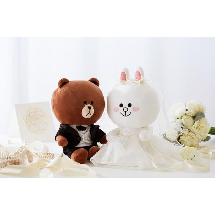 Boneka Line Brown & Cony Wedding Dolls 30cm