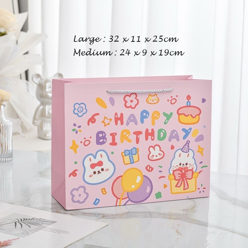 

Paper Bag Happy Birthday | Goodie Bag | Tas Souvenir | Tas Ulang Tahun - HBD-2 PINK, MEDIUM