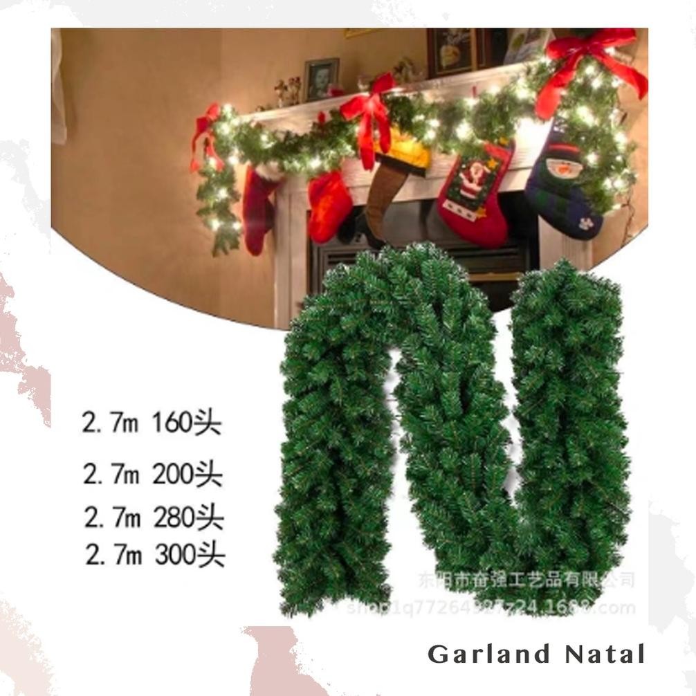 Dekorasi Daun Garland Natal 2,7 meter
