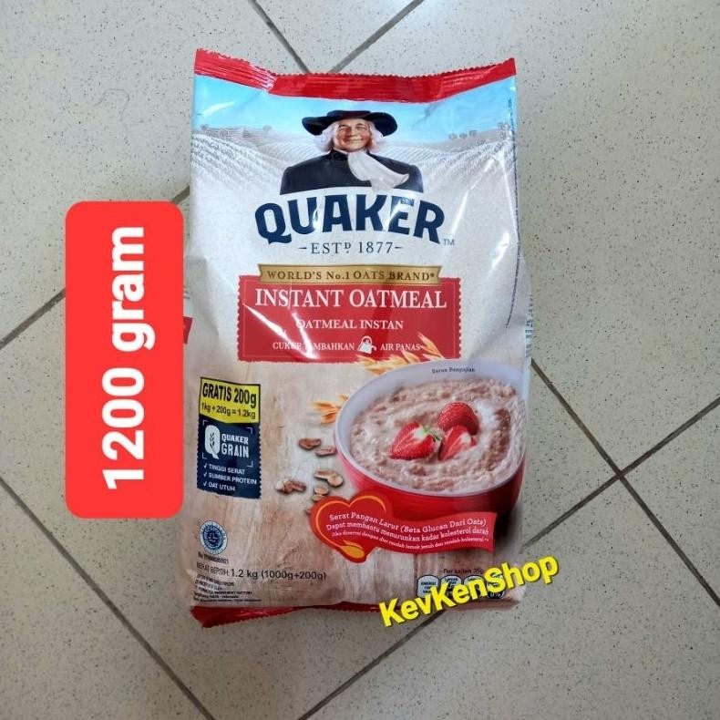 

QUAKER Oat Instant Qatmeal Sereal Cereal 1200 gram Merah 1.2 kg EXP NOVEMBER 2025