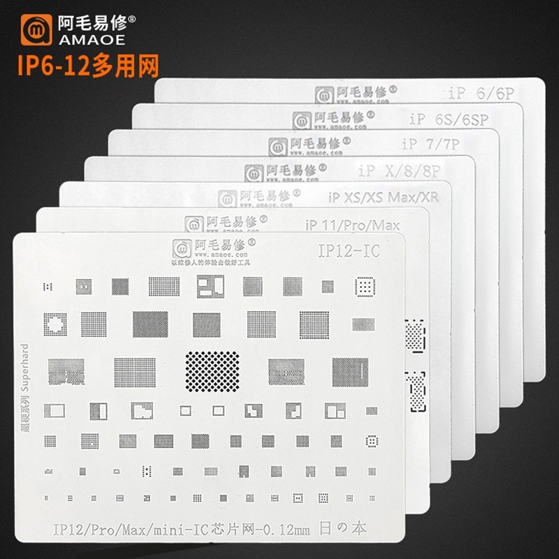 Amaoe BGA Reballing Stensil Untuk Iphone 13 12 11 Pro Max X XS XR 8 8P 7 6S 6 A15 A14 A13 A12 A11 A1