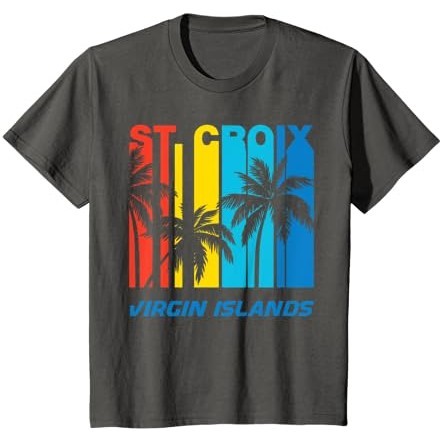 Kaos Liburan Pohon Palem Kepulauan Virgin St. Croix Retro |P6tcLfyN|
