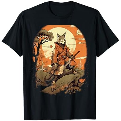 Kaos Samurai Coyote Seni Jepang Vintage |QoPc4tRU|