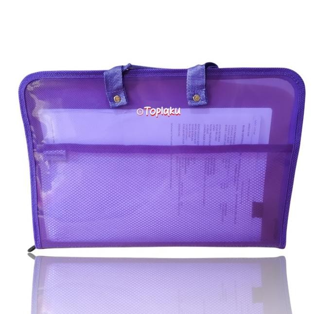 TOPLA ZIPPER MAP DOKUMEN PLASTIK FILE 2 RESLETING F4 FOLIO FOLDER TAS DOCUMENT TENTENG JINJING BESAR