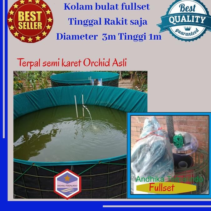 kolam lele fullset Diameter 3m Tinggi 1m/kolam bulat terpal fullset