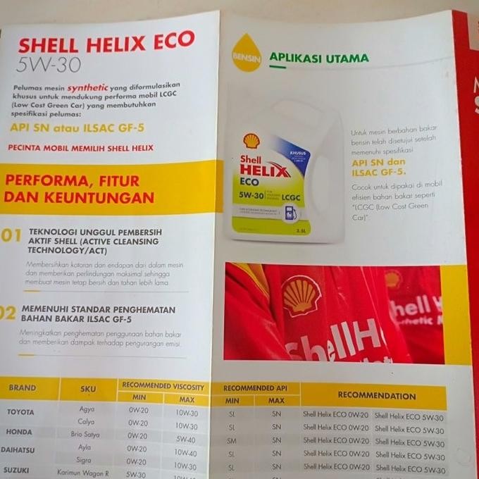 Paket Oli Shell Helix Eco 5W-30 + Filter Oli Honda Brio Satya