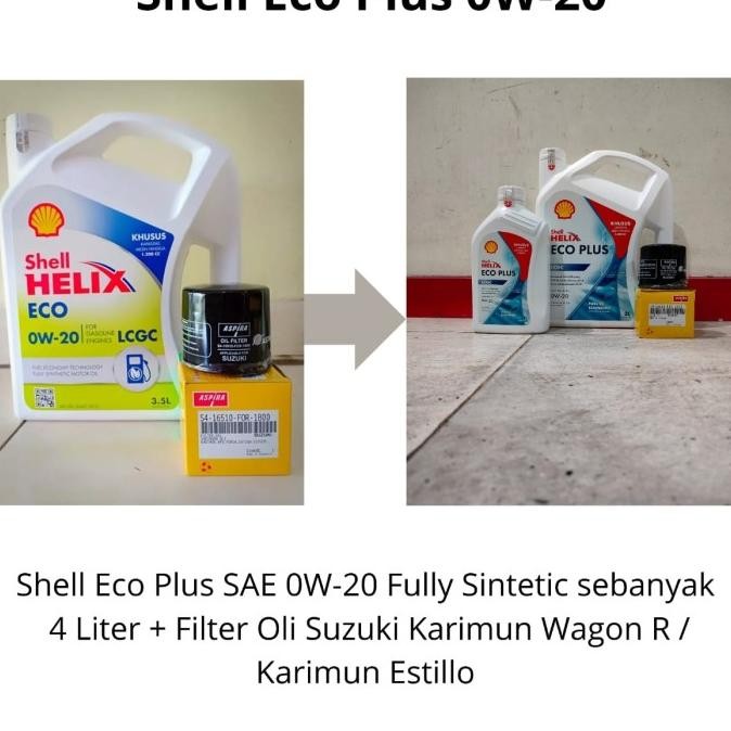Paket Oli Shell Helix Eco 0W-20 + Filter Oli Suzuki Karimun Wagon R