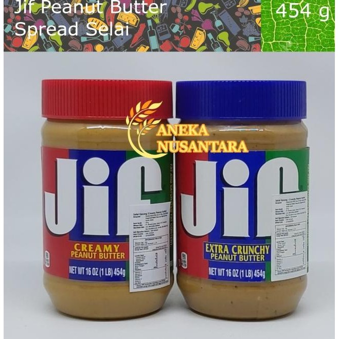 

Jif Creamy / Extra Crunch Peanut Butter Selai Kacang 454 Gr