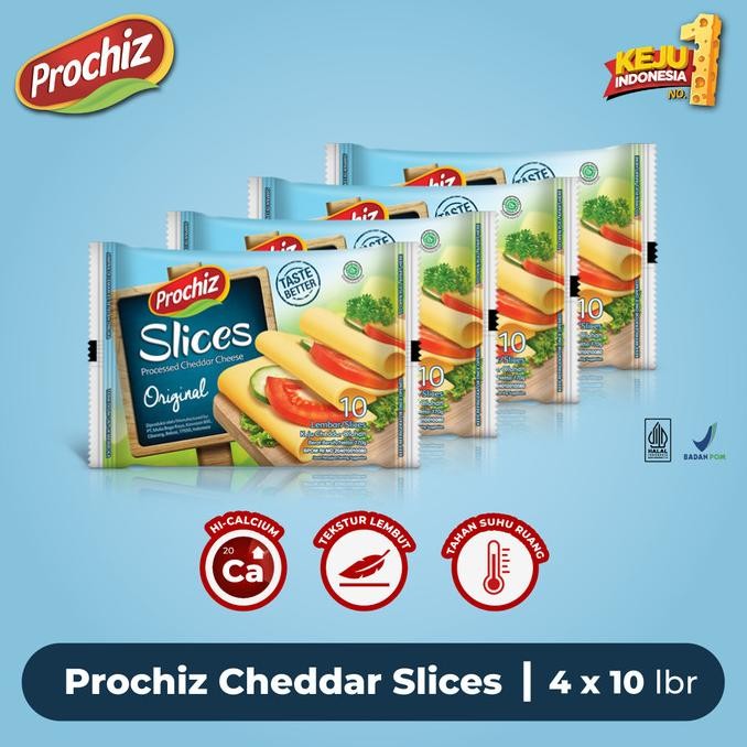 

PROMO Keju PROCHIZ Slice Cheddar 10's Paket 4 pcs