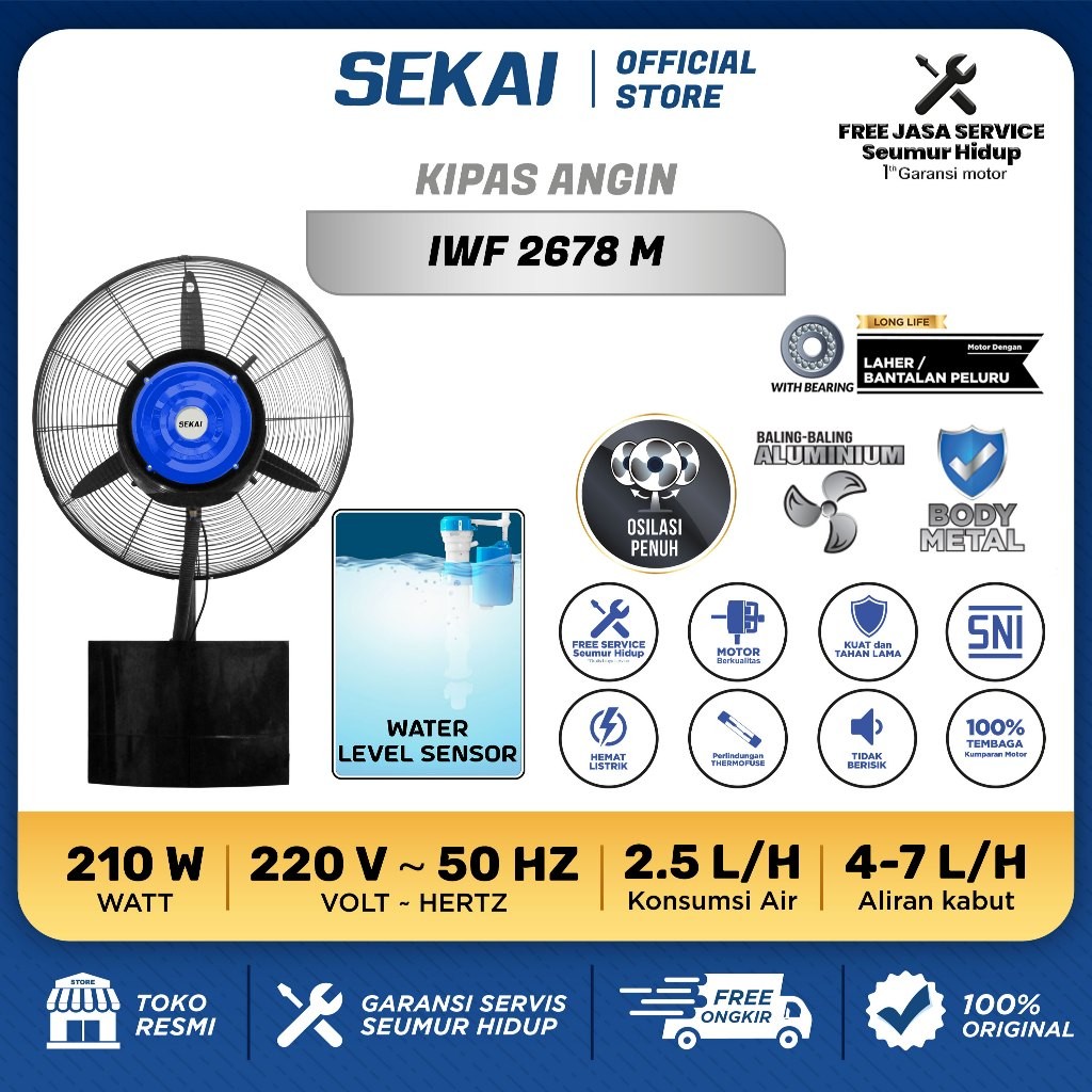SEKAI Misty Wall Fan / Kipas Angin Dinding Air / Kipas Angin Dinding Embun / Misty Fan 26 Inch - IWF