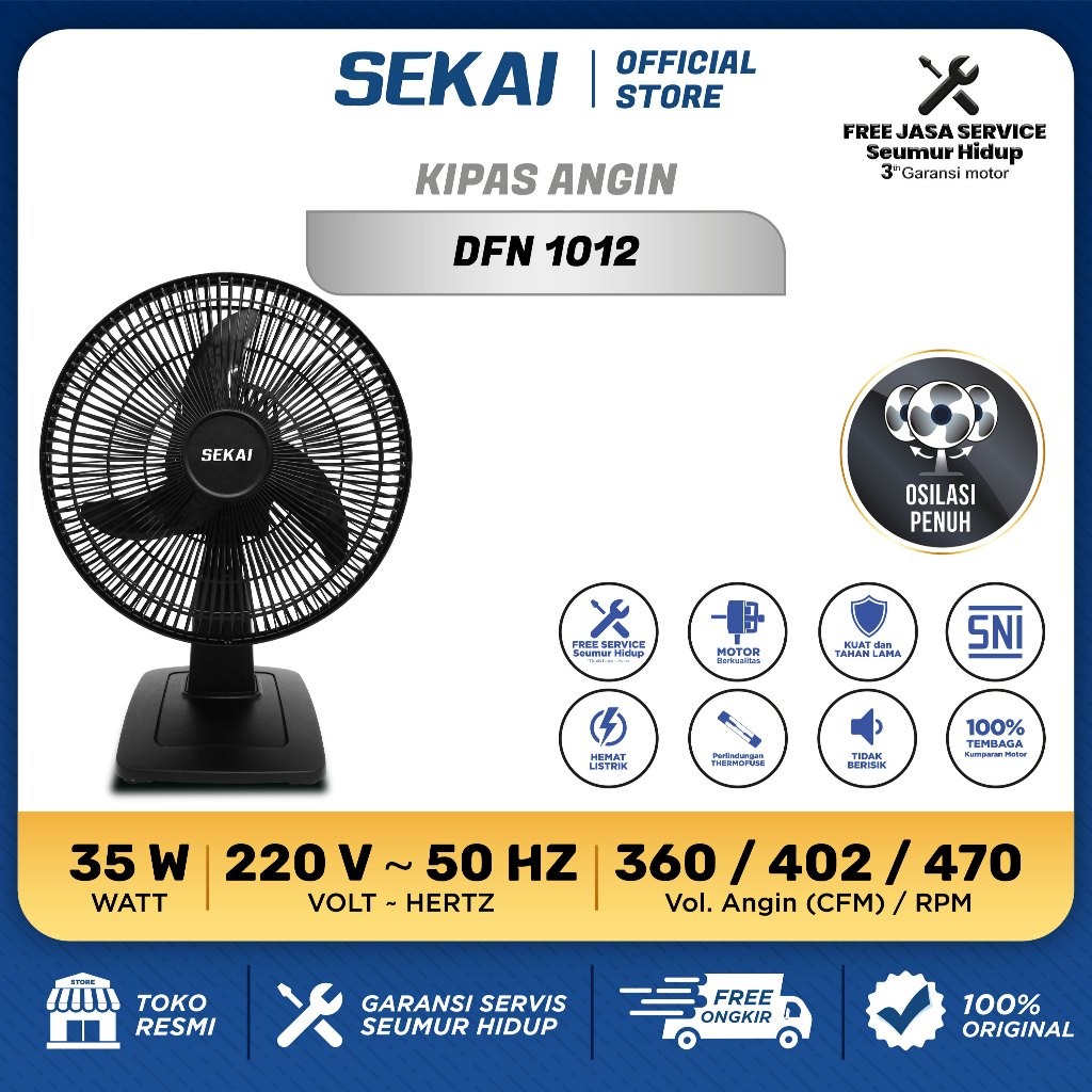 SEKAI Kipas Angin Meja / Kipas Angin Duduk 10 Inch - DFN 1012