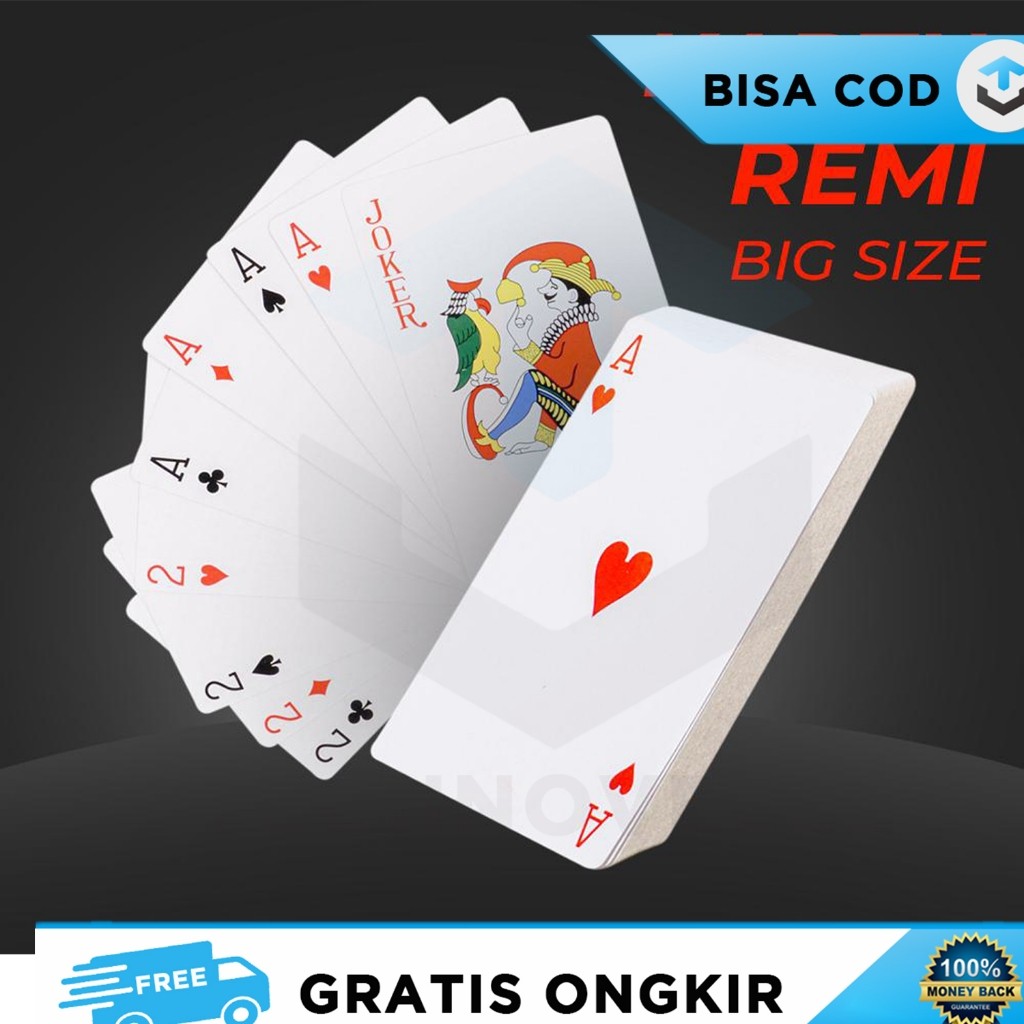 KARTU MAIN REMI POKER CARD JUMBO BIG SIZE BAHAN KERTAS BERLAPIS D932