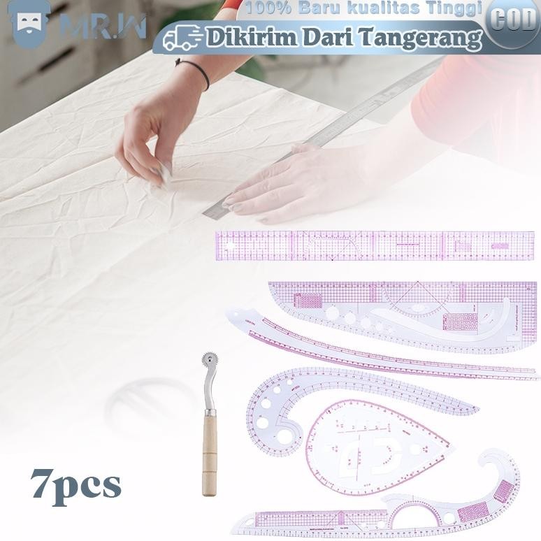

7pcs Penggaris Jahit Set/Pakaian Pola Quilting Patchwork Ruler/Penggaris Gambar Pola Menjahit/Multi Function Sewing Rulers