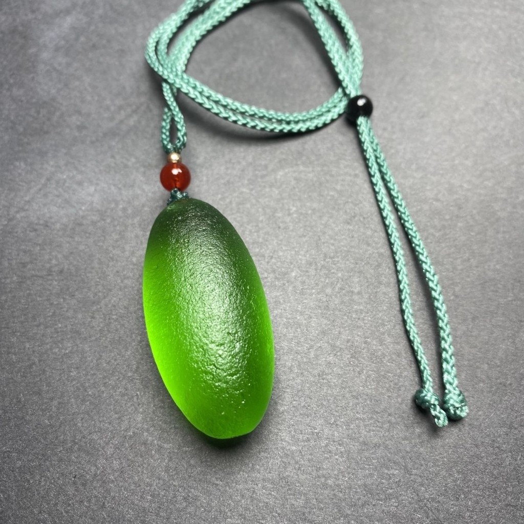 Liontin Batu Meteor Kaca Gurun, Liontin Telur Hijau Mint, Batu Keberuntungan, Gambar Asli, Liontin B