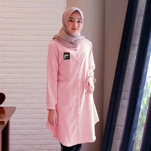 TUNIK LONG BLOUSE PANJANG PINK SALEM/ PUTIH/ CREAM FILAG MAURIN