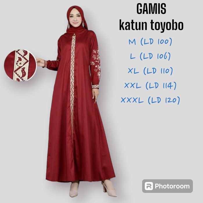 gamis jumbo bahan katun toyobo motif bordir komputer terbaru