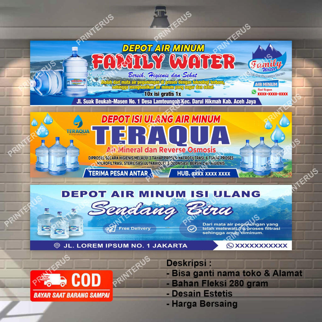 AMBIL HARGA PROMO Bisa COD, Chek Dulu Spanduk / Banner / MMT / Invitation / Backdrop DEPOT AIR MINUM