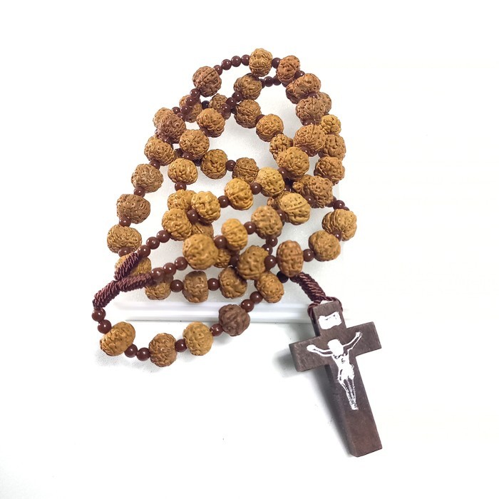 Azzatun - Rosario Bulir Biji Jenitri/Rudraksa/Kalung Rosario Katolik Asli