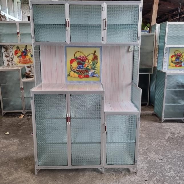 Rak Piring 3 Pintu Alunium Kaca