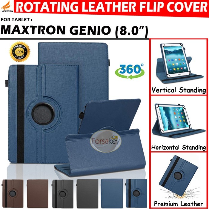 Smart Tab Maxtron Genio Tablet 8" Rotate Flip Book Cover Case Casing