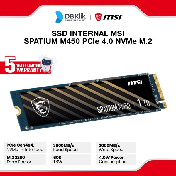MSI SPATIUM M450 V1 SSD 1TB M.2 NVMe PCIe Gen 4