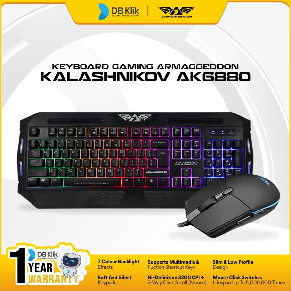 Armaggeddon Keyboard Mouse Gaming Kalashnikov Ak6880 Wired - Ak-6880