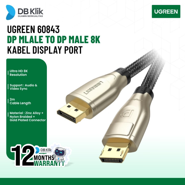 Ugreen Kabel Display Port Dp Mlale To Dp Male 8K 2M Gold Plated 60843