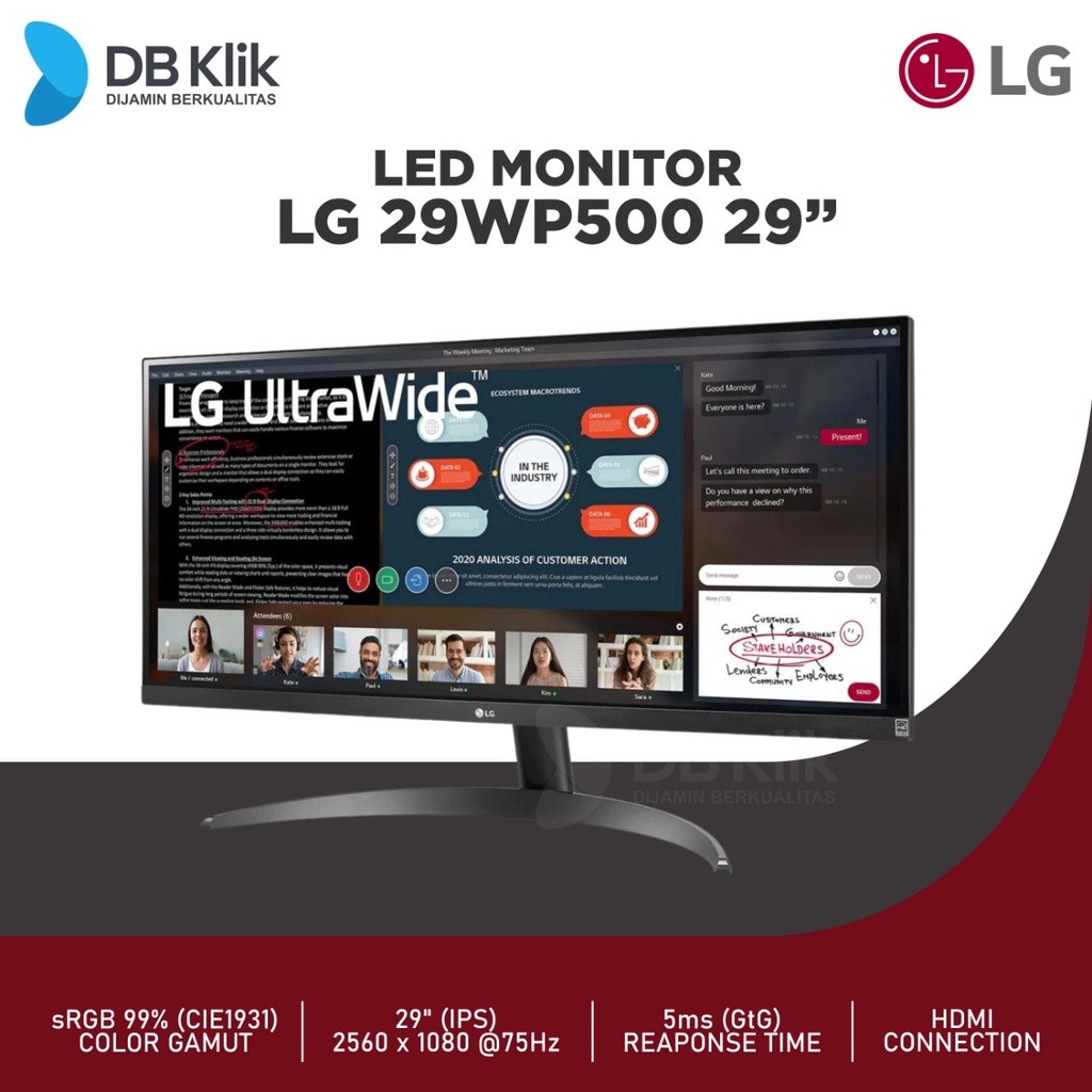 LG LED Monitor Ultrawide 29WQ500 29" IPS FHD 100Hz 5ms AMD FreeSync HDR10 HDMI DP