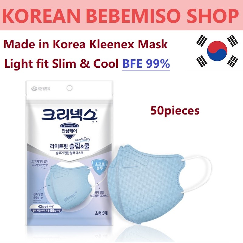 Masker Kleenex Light fit Slim & Cool buatan Korea BFE 99% (50 buah) |8FBF6591|