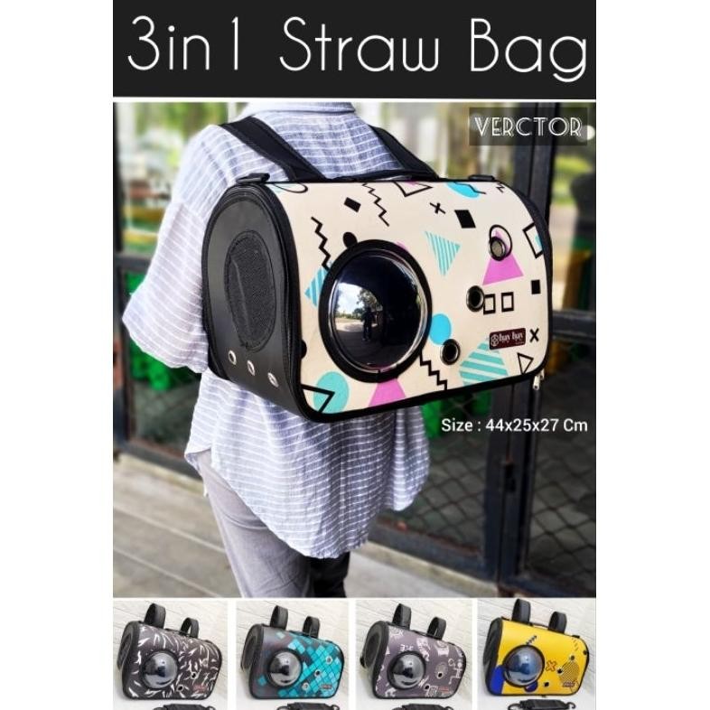 Tas Kucing Model 3in1 / Pet Cargo / 3in1 Straw Bag