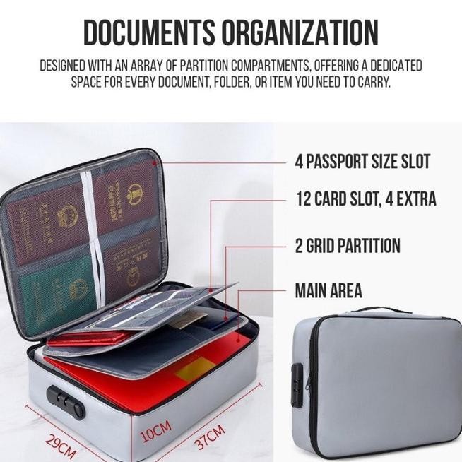 TAS PENYIMPANAN DOKUMEN ANTI API ANTI AIR PASSWORD TRAVEL BAG
