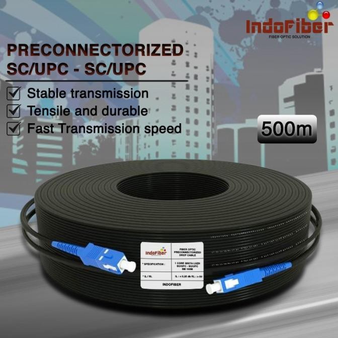 Kabel Precon 500 meter Dropcore 1 Core 3 Seling SC UPC Fiber Optik