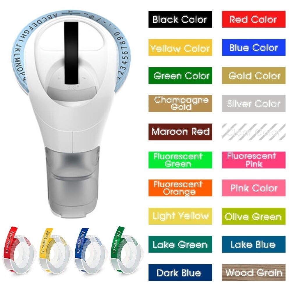 

9mm Dymo 3D Label Tapes dengan Dymo 12965 Embossing Label Maker untuk Dymo 12965 Manual Printer Portable Typewriter Dymo Labeller |ZScKRcSY|