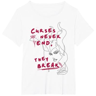 Kaos Seni Garis Maleficent Mistress Of Evil Curses Never End untuk Wanita |KR7w0FdY|