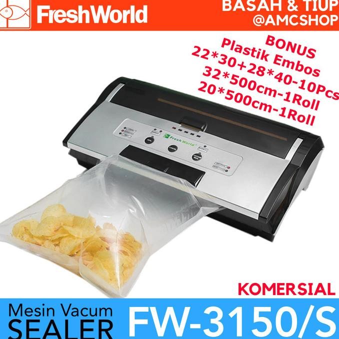FRESH WORLD FW-5060 Mesin Vacuum Sealer Komersial Vacum (Bisa Basah) [terbaik]