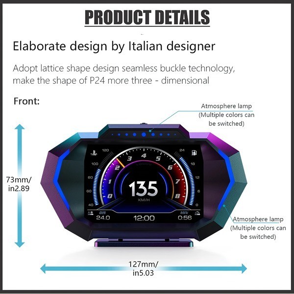 Bagus Pengukur Otomatis A600 Hud Gps + Sistem Obd, Speedometer Komputer