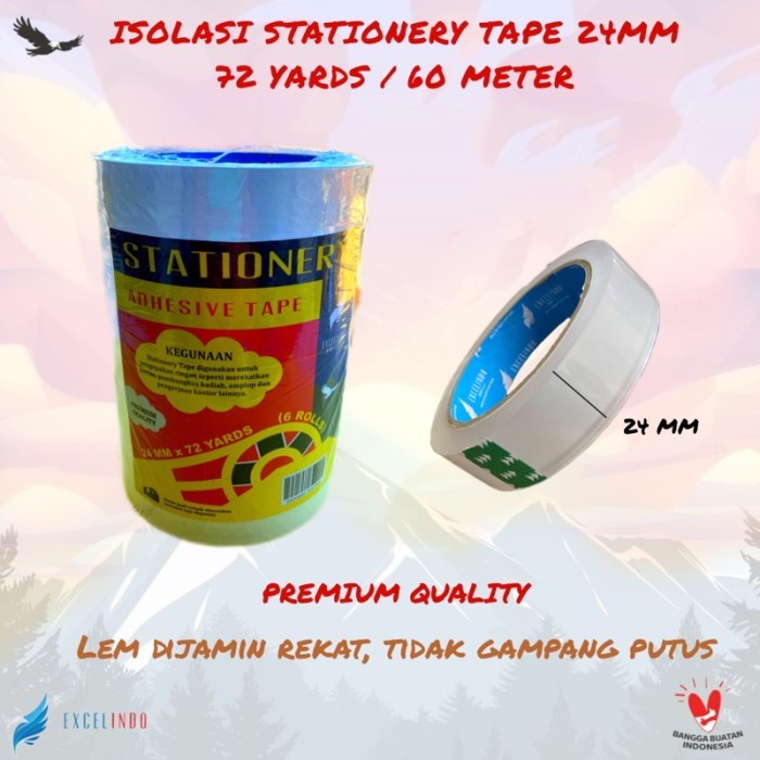 

TERBARU - Isolasi Selotip Bening Excelindo 24 mm / 1 Inch x 72 Yard Stationery Tape