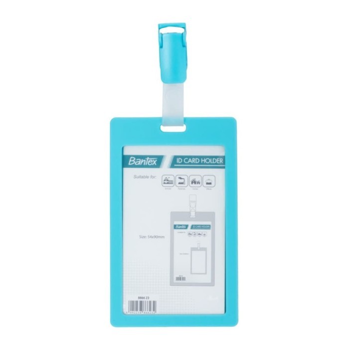 

BEBAS ONGKIR - Name Tag ID Card Holder With Clip Bantex Portrait Sky Blue 8866-23