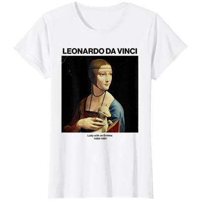 Leonardo Da Vinci, Wanita dengan Ermine | Kaos Lukisan Terkenal |DKT3qRNp|