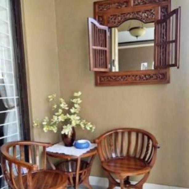 PROMO cermin jendela minimalis polos hiasan dinding ukir kaca ukiran kayu jati Jepara murah pahat kr