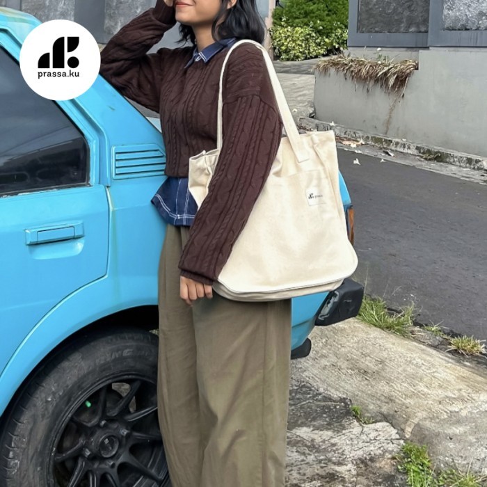 Prassa.ku Riku Bag Zipper Oversized Totebag Pria Wanita Aesthetic