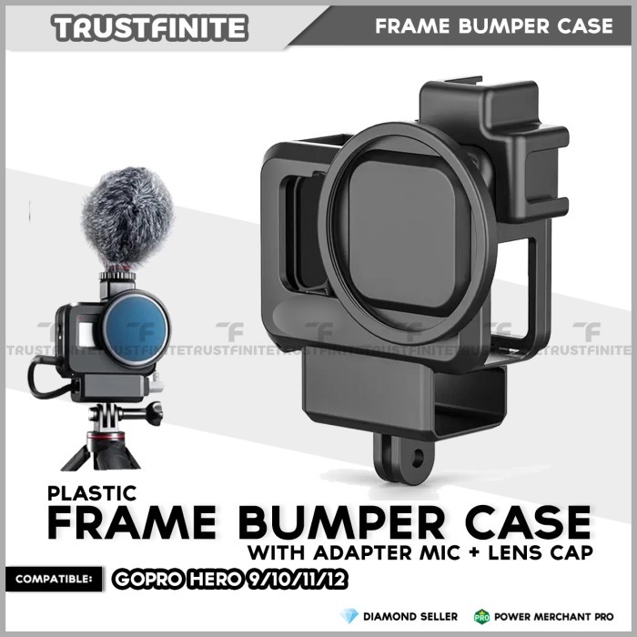 OEM Frame Bumper Vlog Case with Adapter Mic GoPro Hero 9/10/11/12