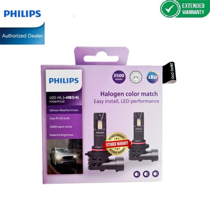 Philips Ultinon Weather Vision LED HB3 HB4 3500K Lampu Mobil Kuning
