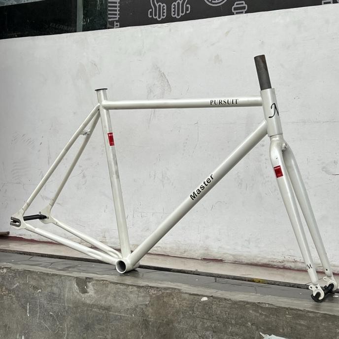 FRAMESET FIXIE 700C CHROMOLY KLASIK PUTIH VINTAGE MASTER PURSUIT LURUS