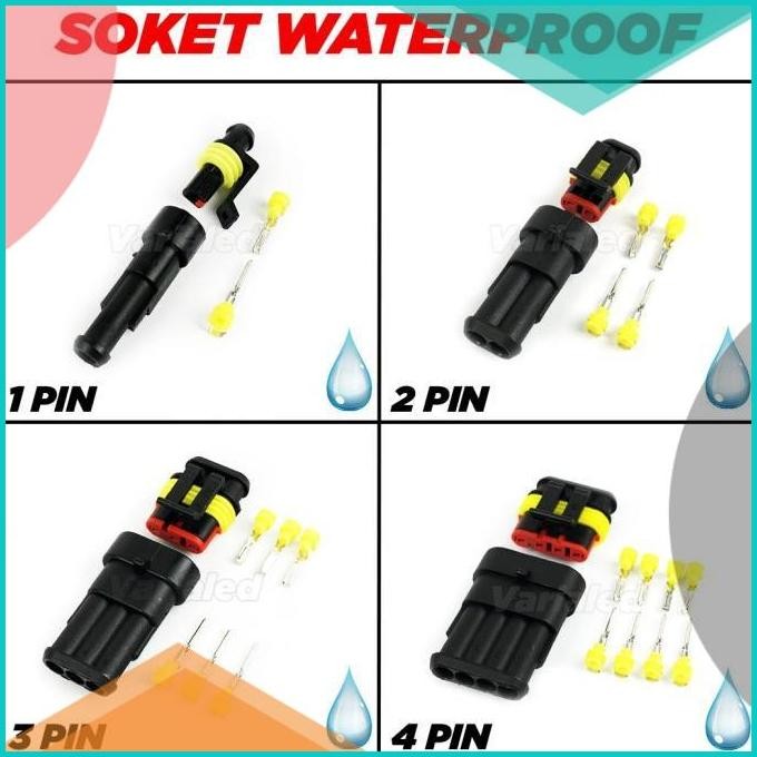 soket konektor kabel waterproof 1P 2P 3P 4P anti air male female 11OKT